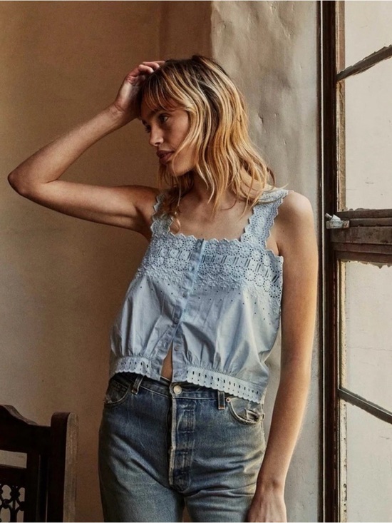 Dôen Estelle Top in Songbird Blue S/M